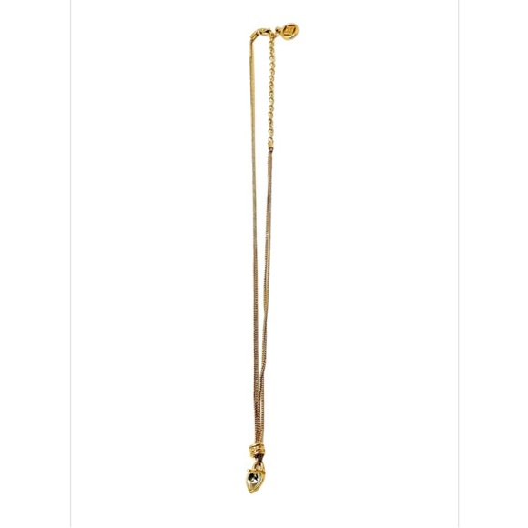 Givenchy Double Chain Necklace with Stone Heart & Logo Detail - Picture 3 of 4